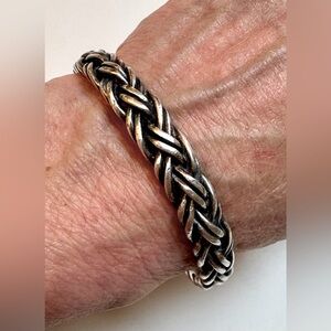 Ralph Lauren Vintage Native American inspired Braided Silver bangle-Small size!